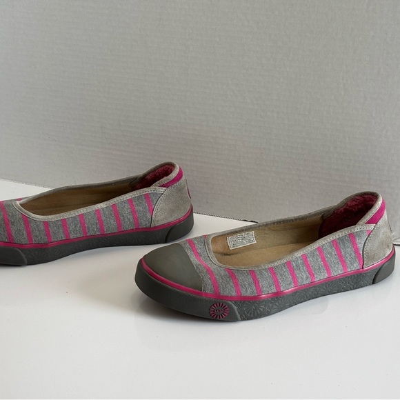 UGG Neema Women’s Size 10 Grey Pink Striped Ballet Flats Slip On Comfort Shoes - Picture 12 of 13